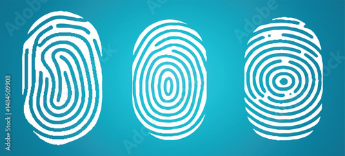 Abstract Bio-metric Icon Detailed for Fingerprint Scan Biometric Concept Icon on Blue Background.