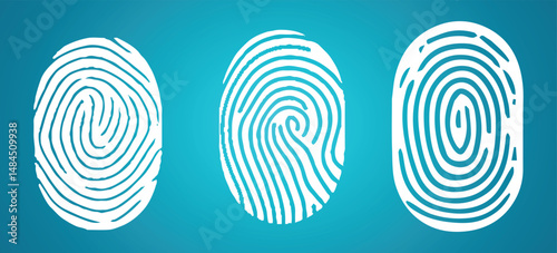 Abstract Bio-metric Icon Detailed for Fingerprint Scan Biometric Concept Icon on Blue Background.