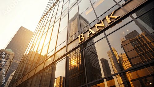 Wallpaper Mural Modern central bank building with glass facade reflecting sunlight, symbolizing financial stability and economic power, banking and finance industry concept. Torontodigital.ca