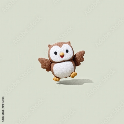 3D chibi owl flapping wings in clapping motion