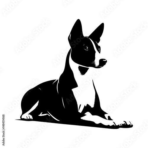 Basenji dog silhouette vector file.