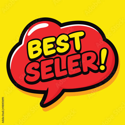 Bold comic book style illustration featuring the text best seller in a speech bubble