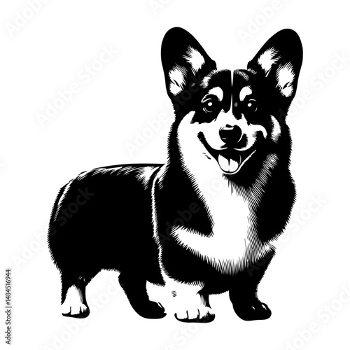 Pembroke Welsh Corgi dog silhouette vector file.