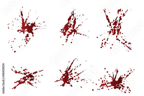 Various set of paint ink splatter vector gradient red blood