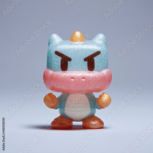 Chibi 3D dragon in power-up pose, arms glowing