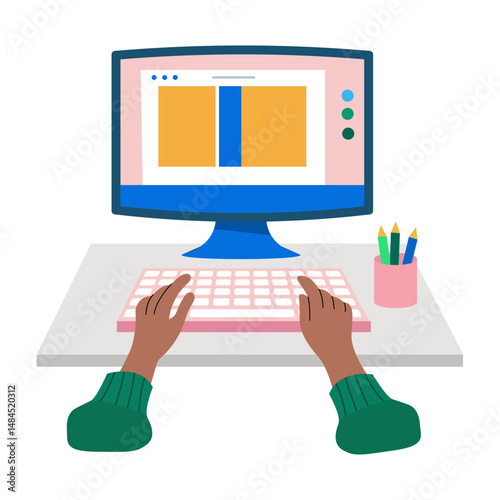 An illustration of digital designing in flat style