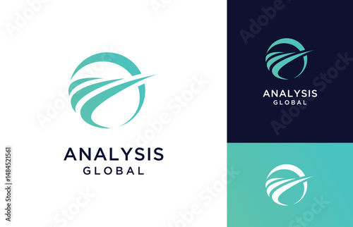 Digital technology global financial growth analysis logo design 
