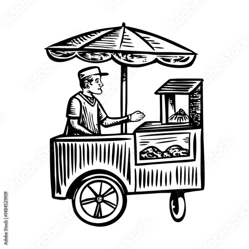 An icon of dessert vendor designed in vintage style