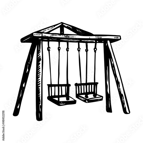 A sketchy style icon of a park swing