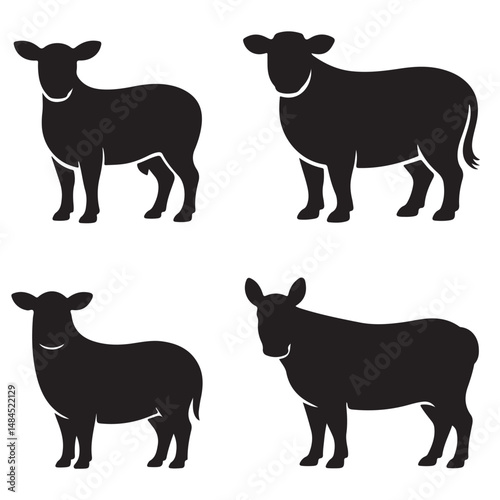 Vector Cow Animals  on Black and White