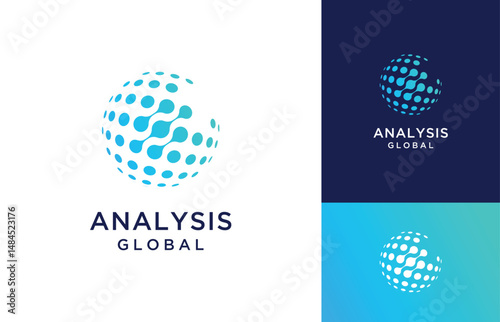 Digital technology global financial growth analysis logo design 