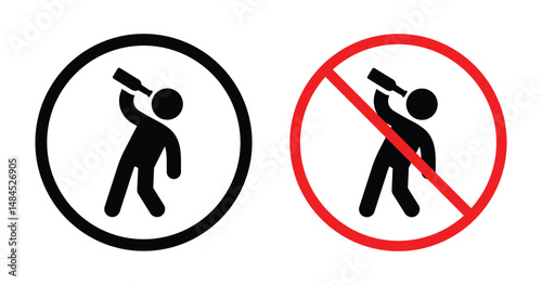 No Drinking Alcohol and Alcohol Allowed Vector Icons