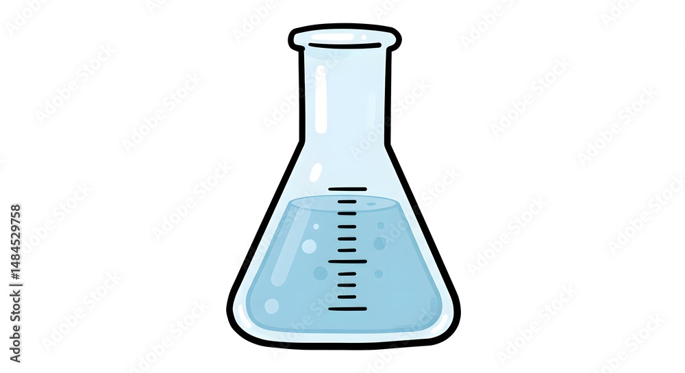 Erlenmeyer Flask with Liquid - Science Illustration Erlenmeyer Flask with Liquid - Science Illustration