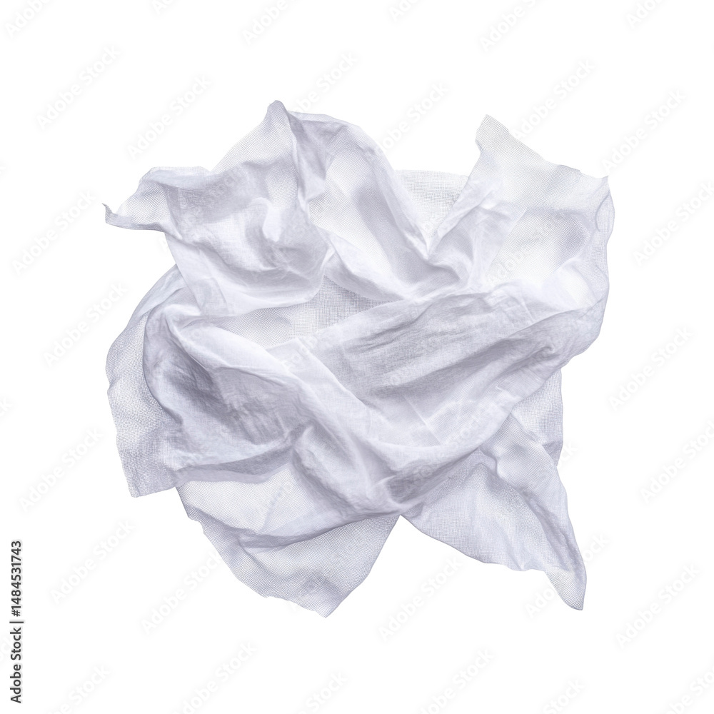 Obraz premium Crumpled White Fabric Texture Abstract Background of Soft, Wrinkled Cloth
