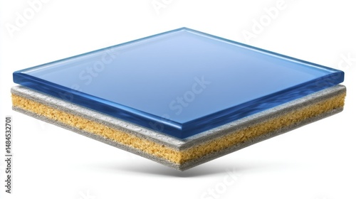 Blue Glass interior tile isolated on white background. Generative AI