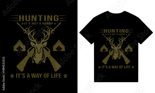 Hunting vector t-shirt design , rifle and target t-shirt design, Hunting themed t-shirt graphic, hunting it's not a hobby it's a way of life t shirt design.