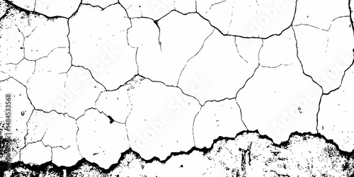 Black and white scratched grunge isolated on background, Cracked concrete wall covered texture . Ground cracks background.