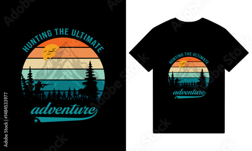 Hunting vector t-shirt design , rifle and target t-shirt design, Hunting themed t-shirt graphic, hunting the ultimate adventure t shirt design.