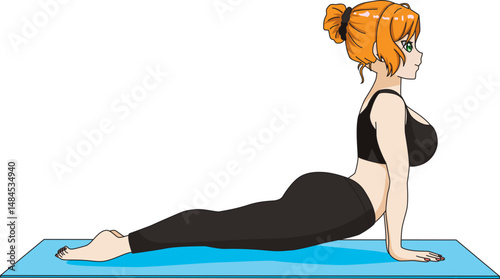 Cobra Pose Girl Doing Yoga International Yoga Day Vector