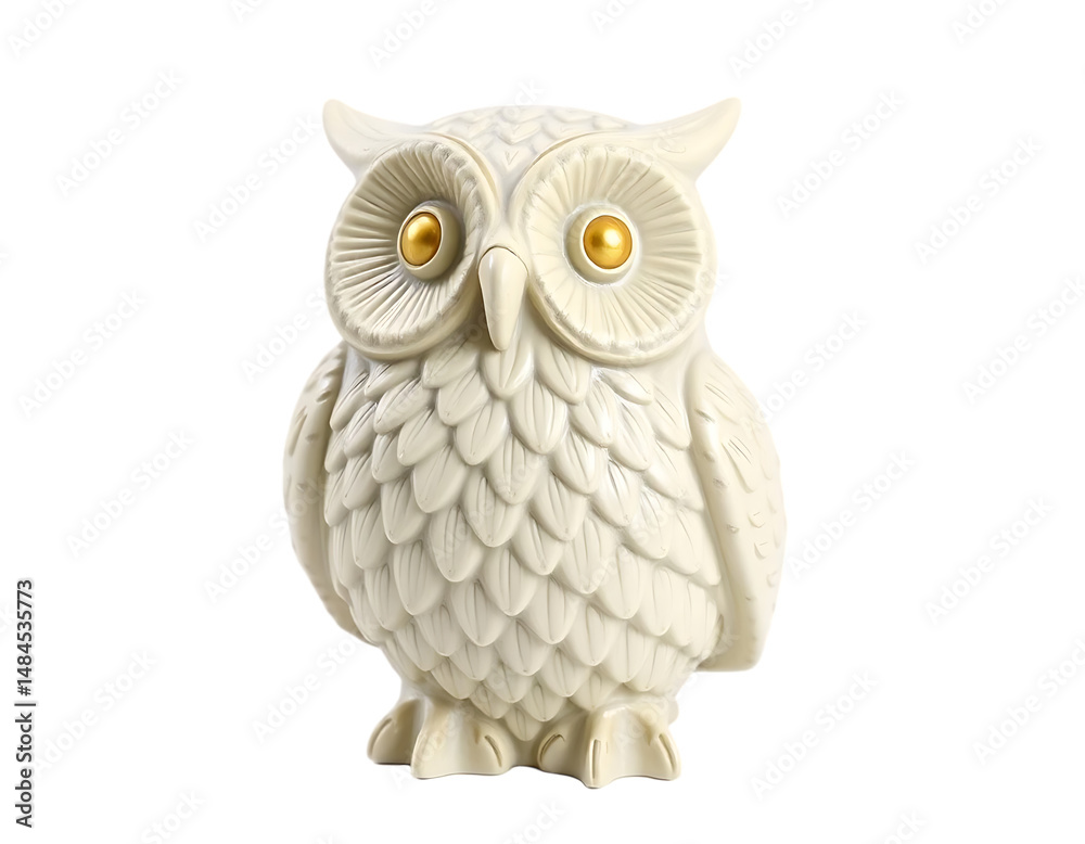 Naklejka premium Ceramic owl figurine with golden eyes