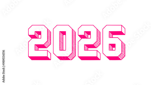 2026 Neon Pink Year Design