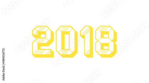 2018 Yellow Geometric Number Design
