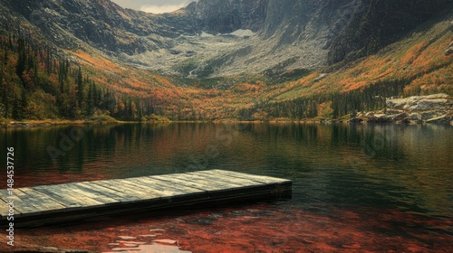 Wallpaper Mural A serene landscape featuring a calm lake surrounded by majestic mountains. Torontodigital.ca