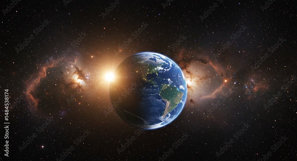 Fototapeta premium Beyond the Stars Planet Earth Awe-inspiring Galactic Backdrop