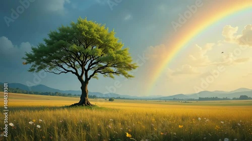 Beautiful Landscape with Rainbow – Scenic Nature View in 4K