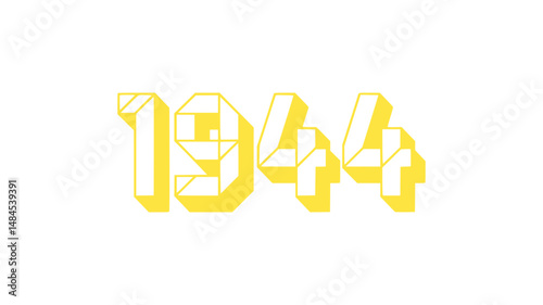 1944 Yellow Geometric Number Design