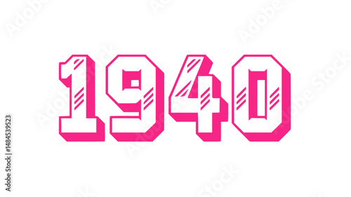 1940 Pink Retro Number Design