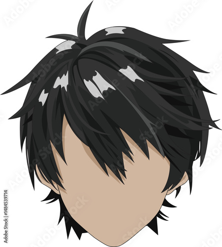 Man Black Hair Character Hairstyle Vector