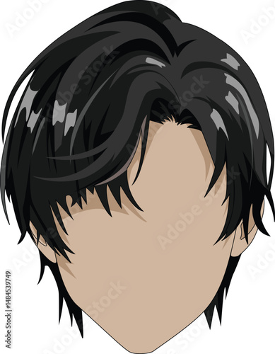 Black Hair Male Hairstyle Faceless Vector