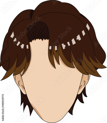 Man Hair Style Front View Vector