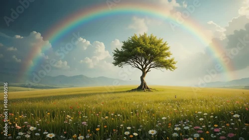 Summer Landscape with Rainbow – Bright Scenic Nature in 4K Video