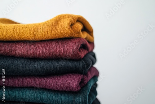 casual clothes stack showcasing color variety isolate on white background