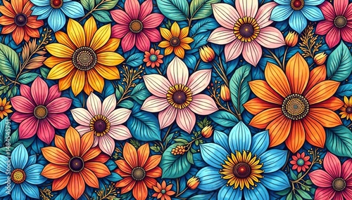 Wallpaper Mural Intricate line art floral design, endlessly repeating, abstract, vector, modern Torontodigital.ca