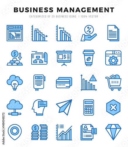 Set of Business Management Icons. Simple line art style icons pack.