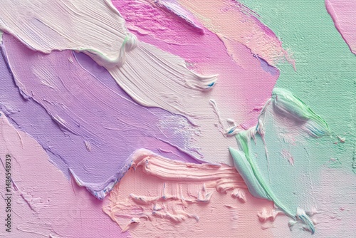 Mint green, soft lavender, and light pink strokes form a vibrant, soft banner design for display.