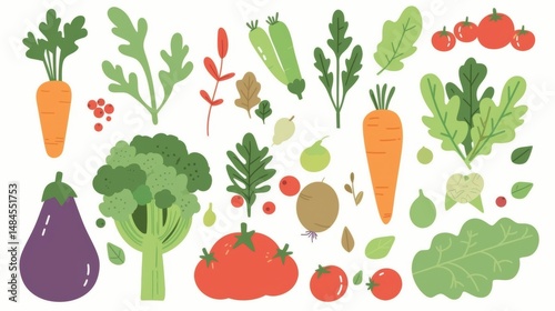 Set of fruits and vegetables