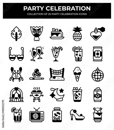 Party Celebration Icon Set. 25 Unique Icons for Festive Events
