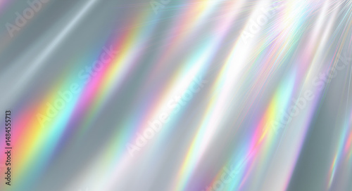 柔らかな面に広がる、プリズムのような光の反射を捉えた夢幻的な抽象背景。光やエネルギー、テクスチャー、未来的なデザインなどのテーマに最適な素材です。