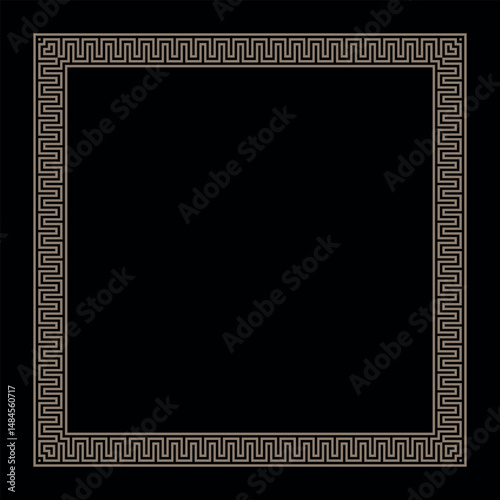 Square frame. Vintage linear border. Border frame in greek style. Template for invitations, leaflets, greeting cards, ceramic, textile, embroidery