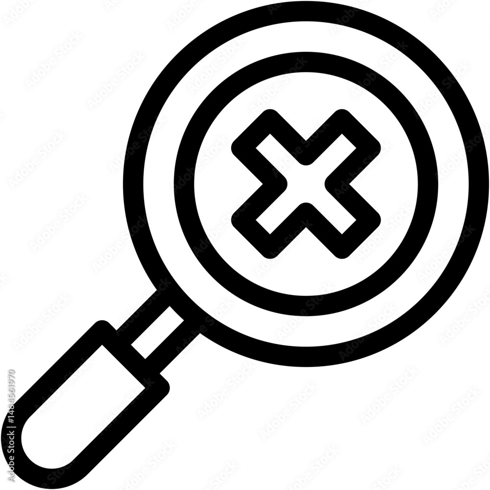 Fototapeta premium Vector Icon failed, no results, search, not found, loupe