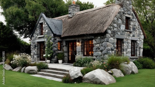 Stone cottage in garden setting