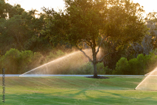 Automatic irrigation system with water sprinkler for maintaining grass lawn