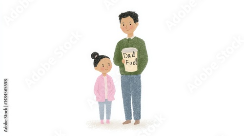 Father and Daughter bonding Moment: A heart warming illustration of a father and daughter side by side embracing in a tender moment of paternal connection and love.