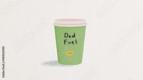 Wallpaper Mural Dad Fuel: A lively shot featuring a green paper cup, humorously inscribed with the words "Dad Fuel," offering a glimpse into the everyday.  Torontodigital.ca