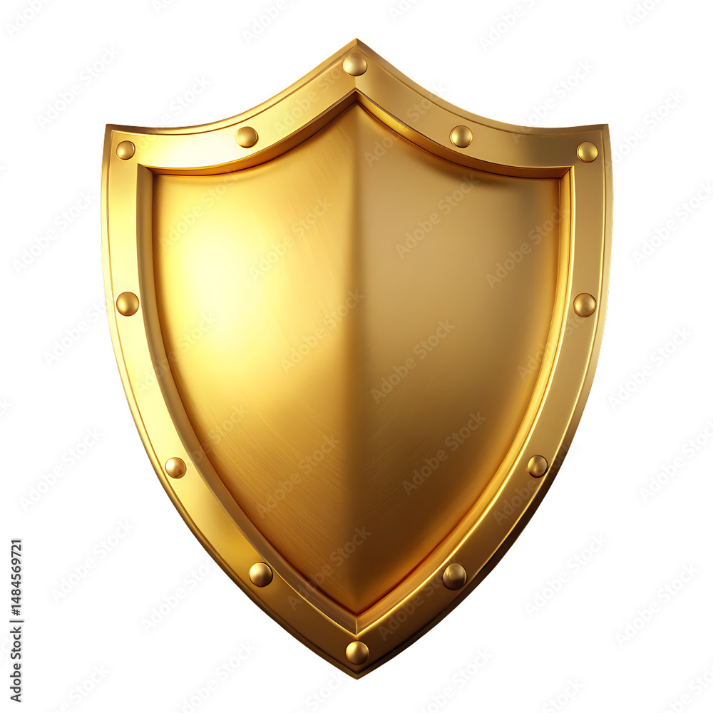 golden metal shield isolated on white background. PNG golden metal shield isolated on white background. PNG