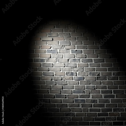 Textured Brick Wall with Spotlight Effect Dark Background